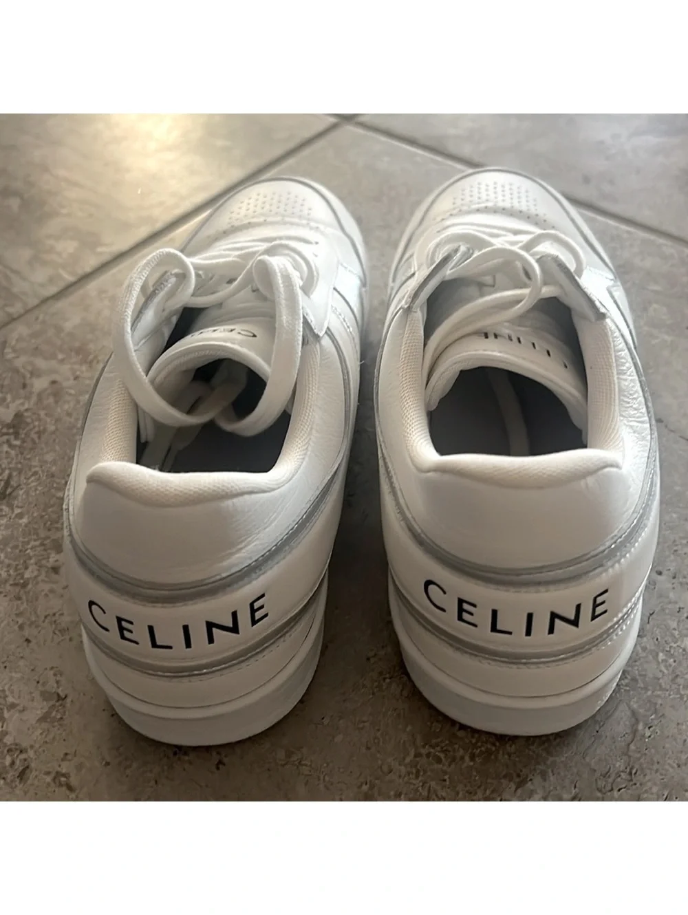 Celine Low Wave Lace-Up Sneaker, Optic White/Silver Size 41 in Box +DustBag $750